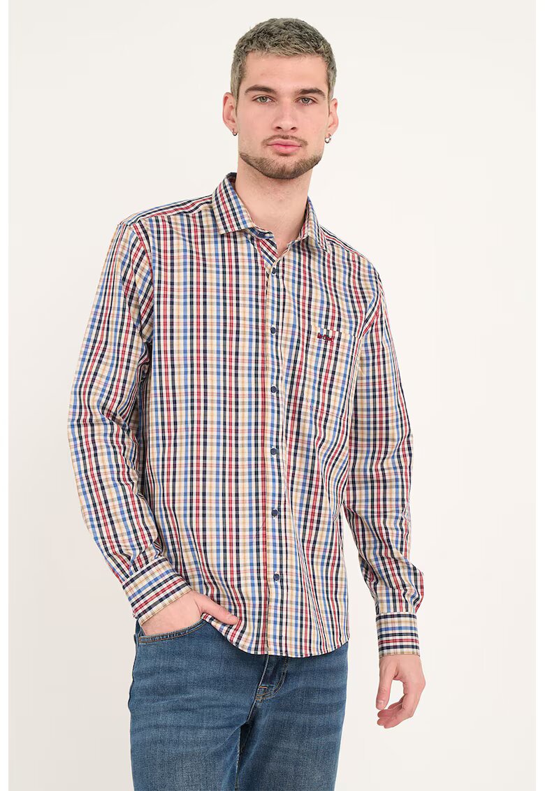 Lee Cooper Camasa de bumbac in carouri - Rosu/Bej