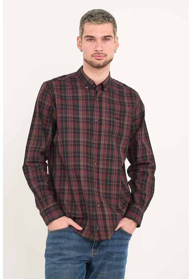 Lee Cooper Camasa in carouri cu logo pe piept - Visiniu