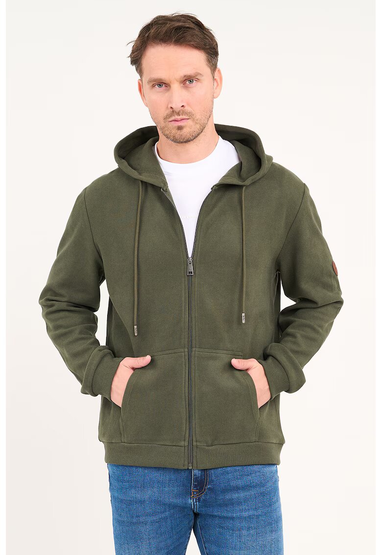 Lee Cooper Hanorac din amestec de bumbac cu fermoar - Kaki