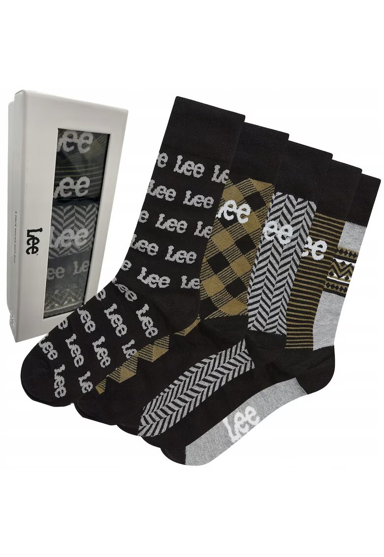 Lee Set 5 perechi sosete Zylar - gri-negru-bej - dimensiune