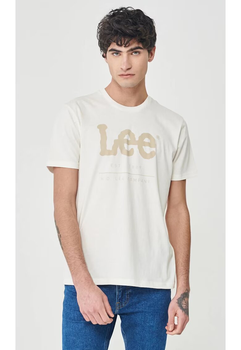 Lee Tricou barbati LOGO TEE alb - bumbac - cu logo - standard -