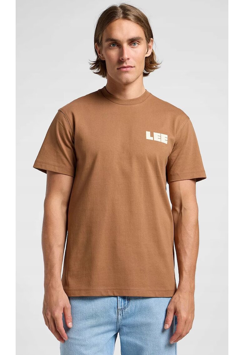 Lee Tricou barbati - WORKWEAR GRAPHIC TEE - supradimensionat - scurt - bumbac - maro