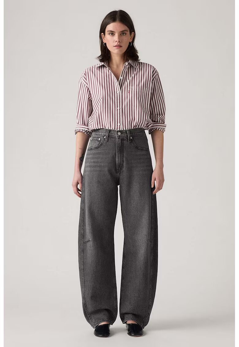 Levi's Blugi crop cu croiala barrel - Gri melange