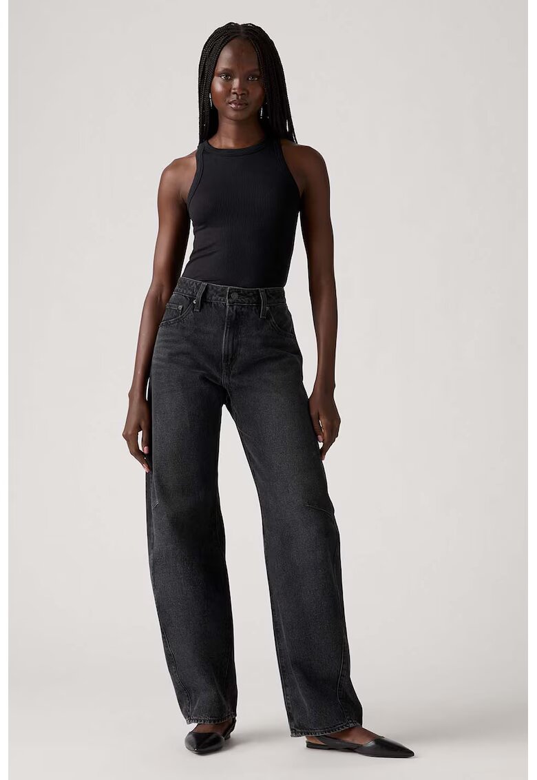 Levi's Blugi crop cu croiala barrel - Negru stins