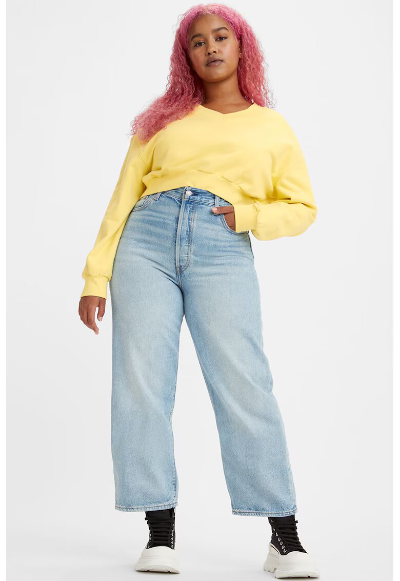 Levi's Blugi crop cu croiala dreapta Ribcage - Albastru deschis