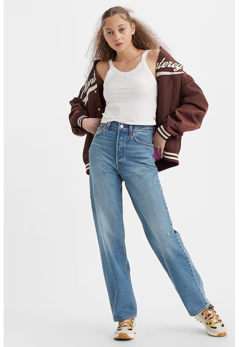 Levi's Blugi cu croiala dreapta si talie inalta Ribcage - Albastru