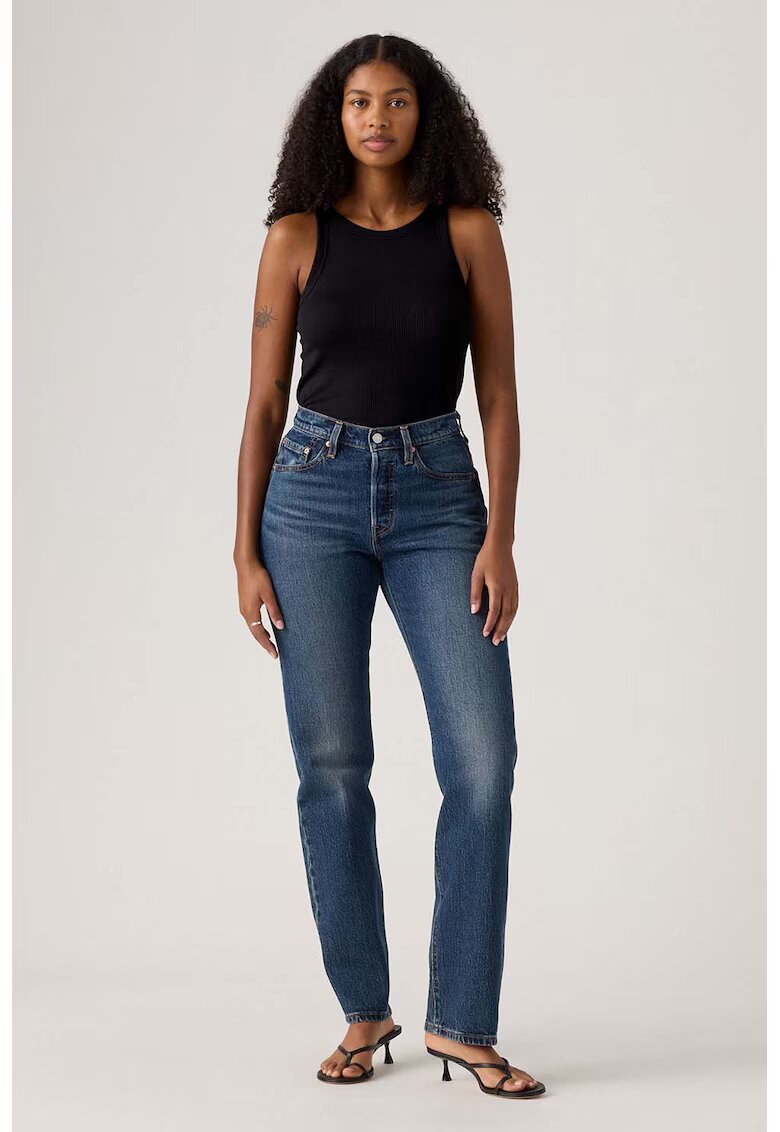 Levi's Blugi curvy cu talie inalta 501® - Albastru melange