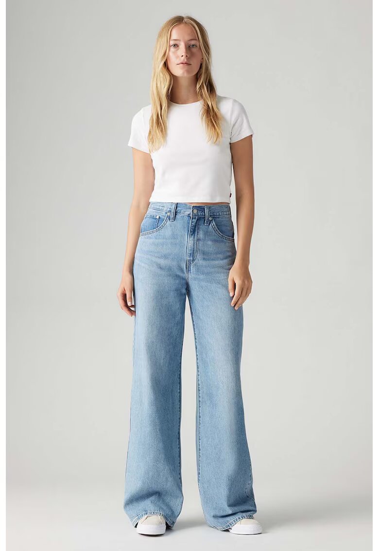 Levi's Blugi usori baggy cu talie inalta Cinch - Albastru deschis melange