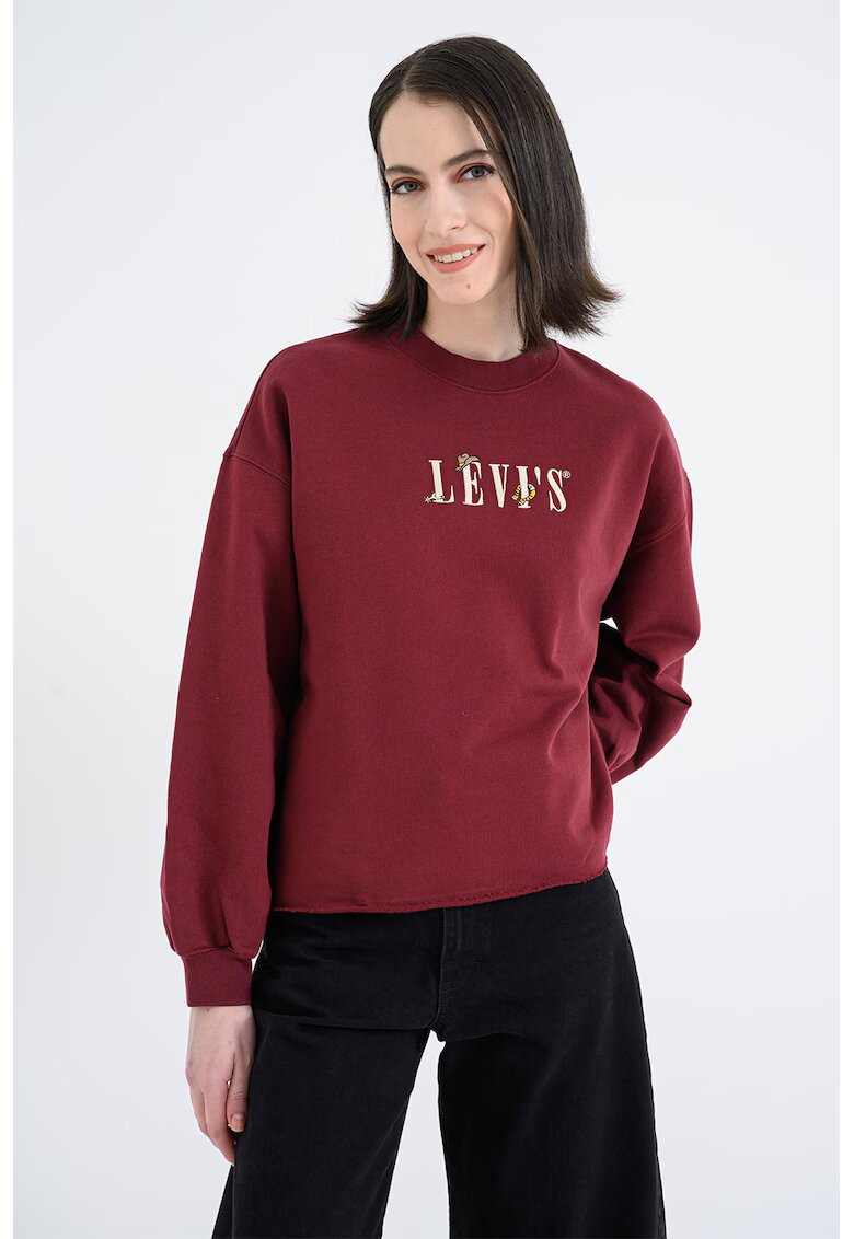 Levi's Bluza de trening cu imprimeu logo - Rosu inchis