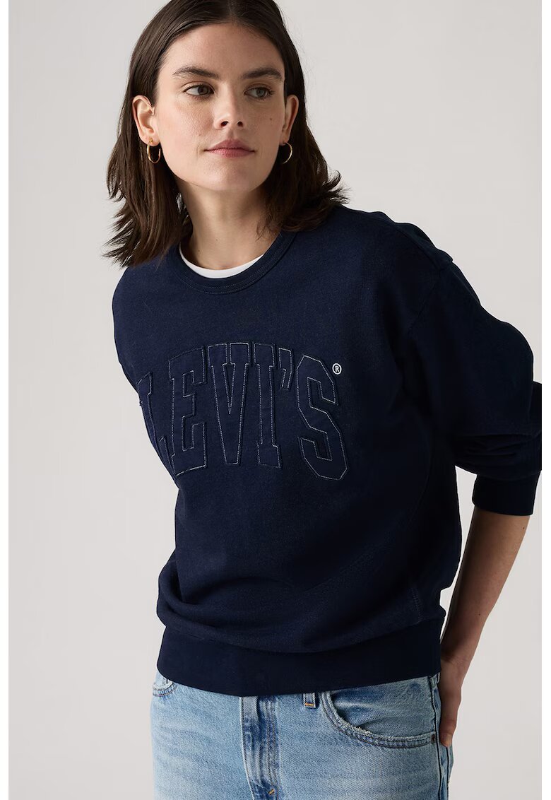 Levi's Bluza de trening din bumbac cu decolteu la baza gatului - Bleumarin