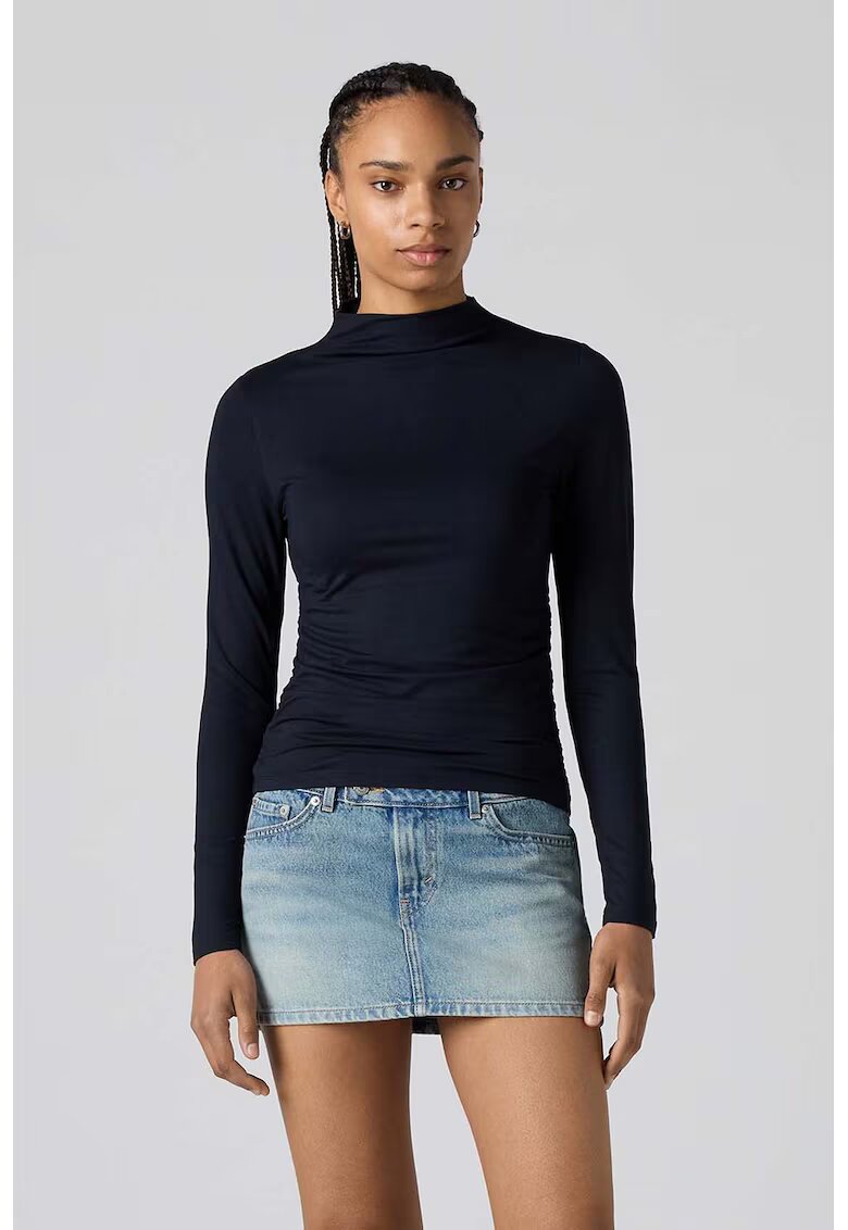Levi's Bluza slim fit uni cu guler inalt - Albastru ultramarin