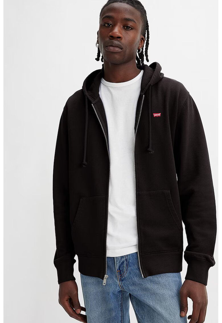 Levi's Hanorac din bumbac cu fermoar - Negru