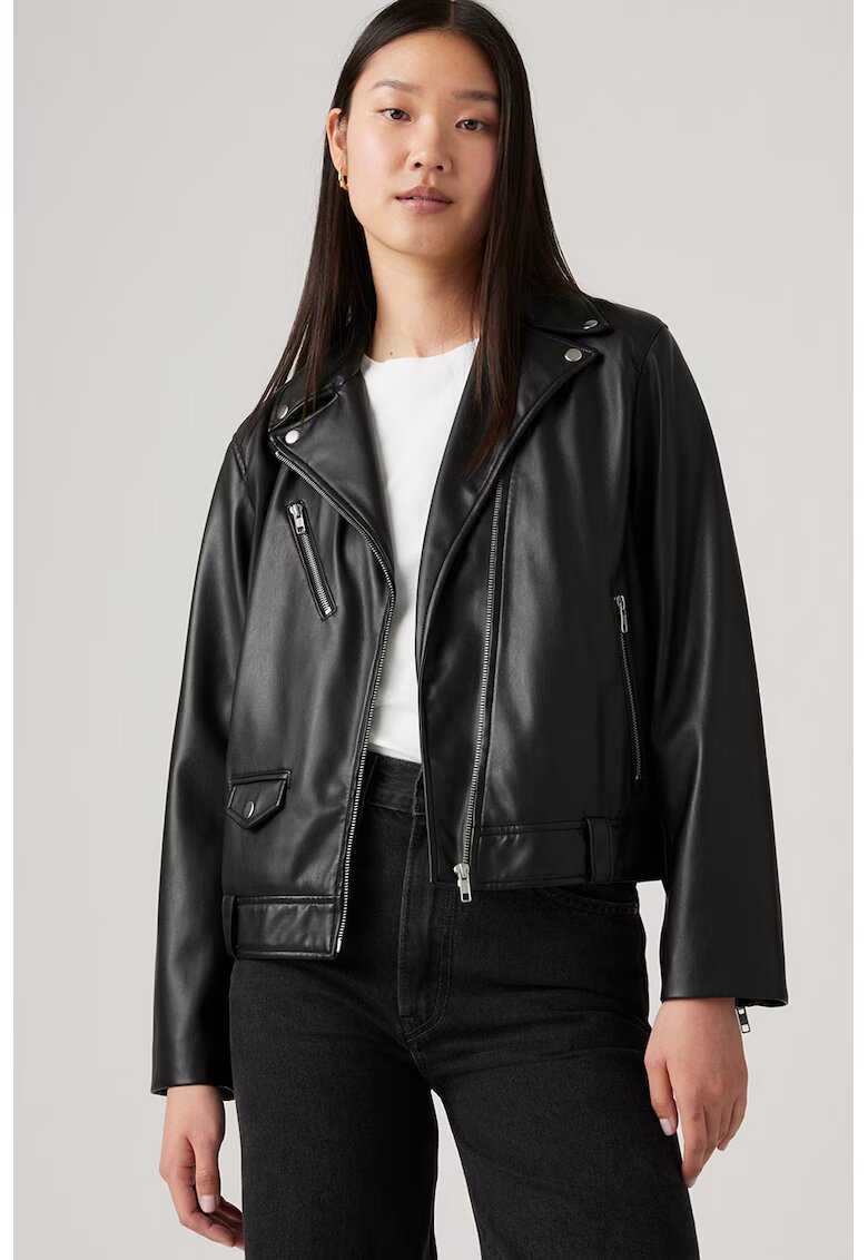 Levi's Jacheta biker de piele ecologica - Negru