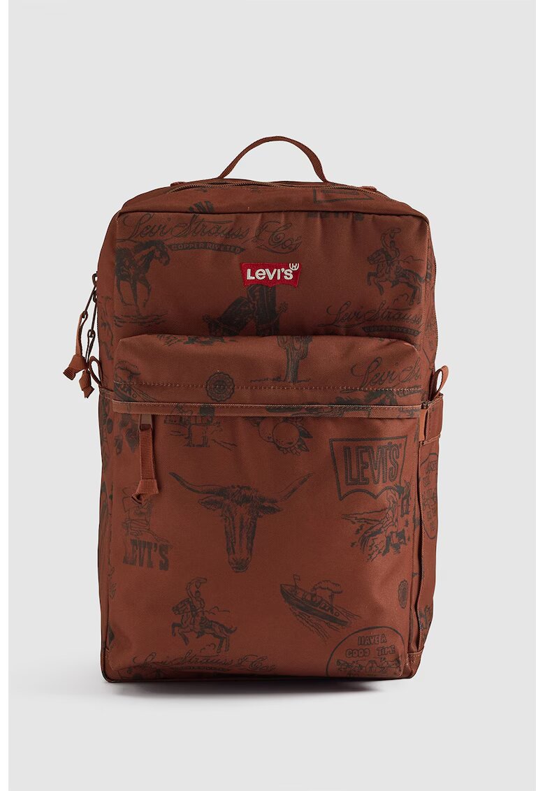 Levi's Rucsac cu buzunar frontal si imprimeu - Negru/Maro deschis