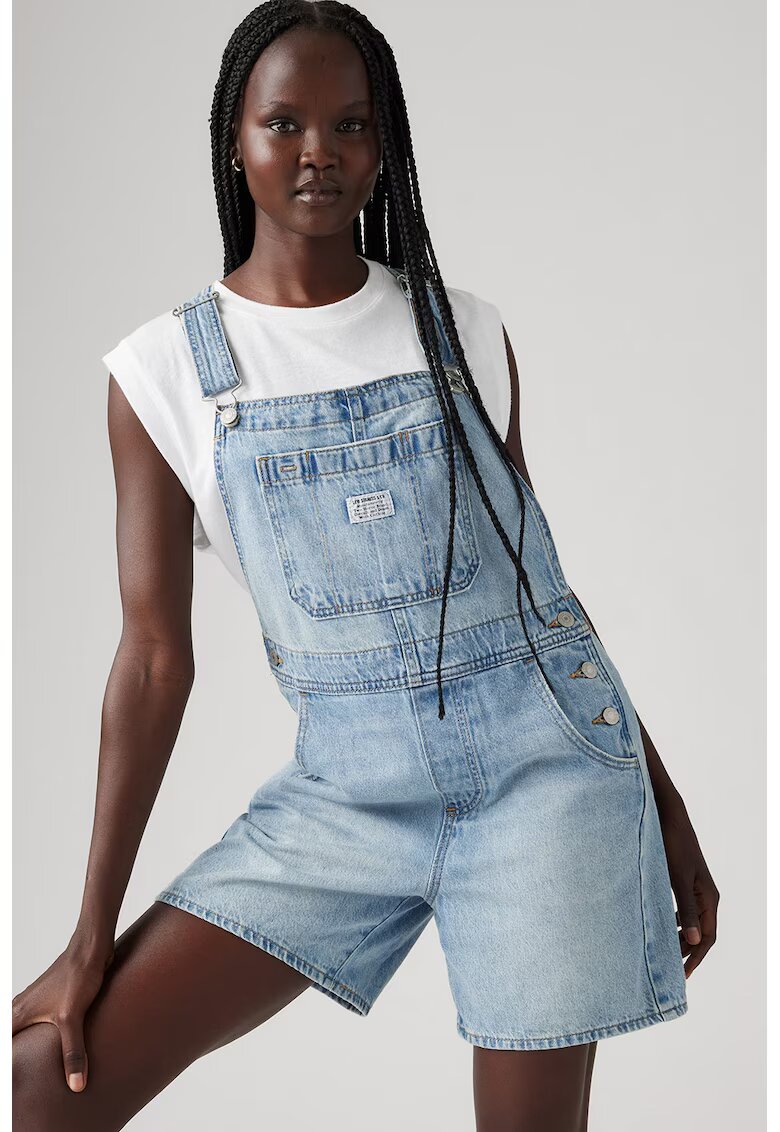 Levi's Salopeta scurta din denim cu aspect decolorat - Albastru deschis