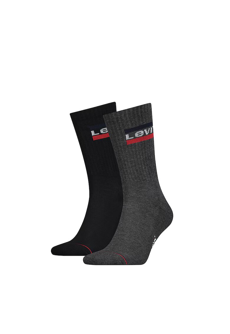 Levi's Set de sosete lungi unisex - 2 perechi - Negru/Gri inchis