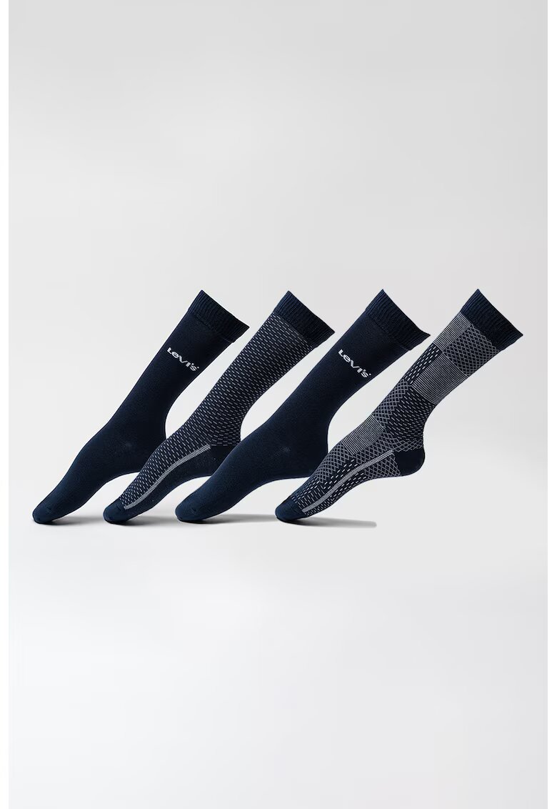 Levi's Set de sosete lungi unisex - 4 perechi - Negru