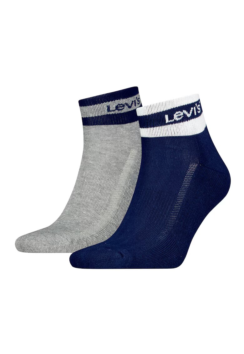 Levi's Set de sosete scurte unisex - 2 perechi - Gri melange/Bleumarin