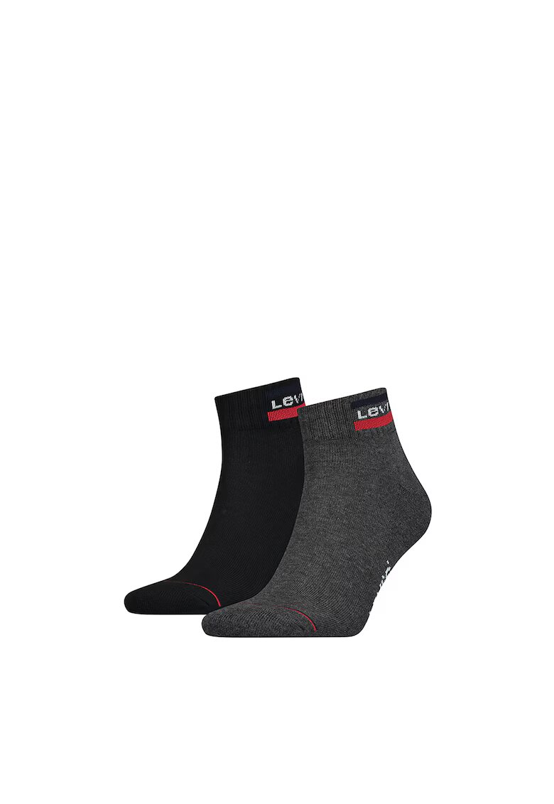 Levi's Set de sosete unisex pana la glezna - 2 perechi - Negru/Gri inchis