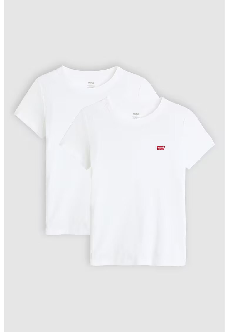 Levi's Set de tricouri slim fit de bumbac cu decolteu rotund - 2 piese - Alb