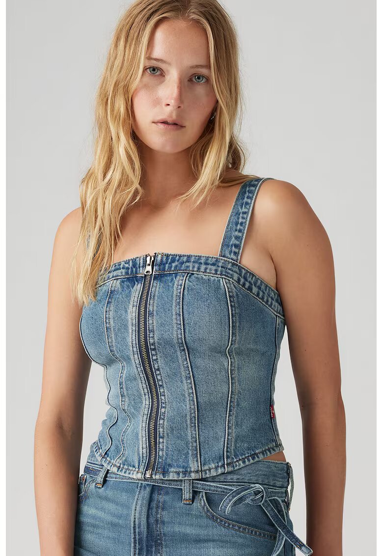 Levi's Top din denim cu fermoar - Albastru melange