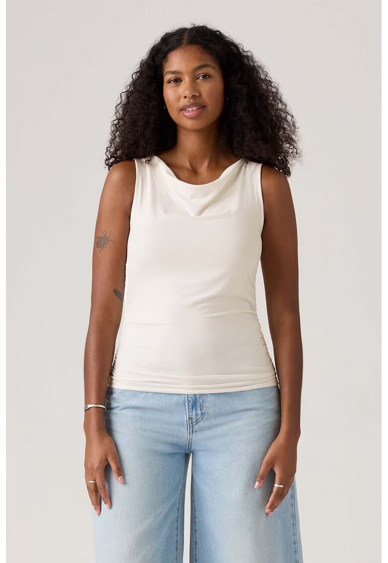 Levi's Top slim fit cu fronseuri - Alb murdar