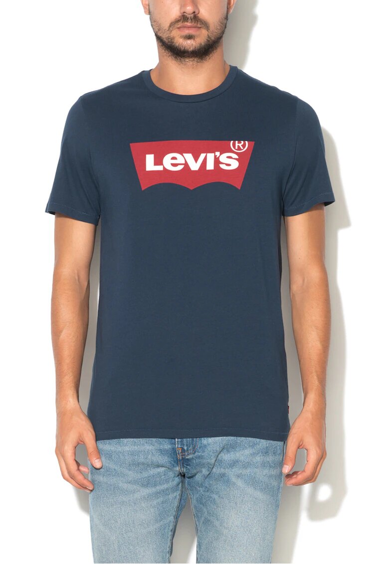 Levi's Tricou bleumarin inchis cu decolteu la baza gatului cu logo - Albastru marin -