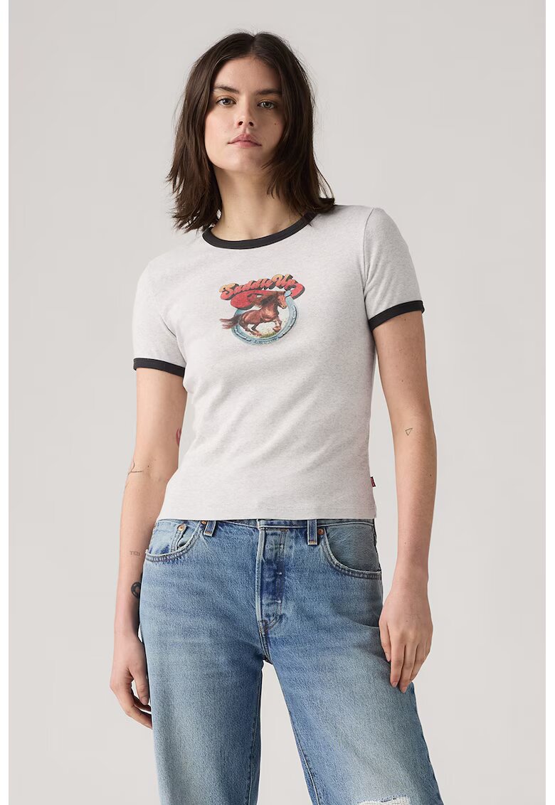 Levi's Tricou crop cu imprimeu grafic - Rosu/Alb/Maro