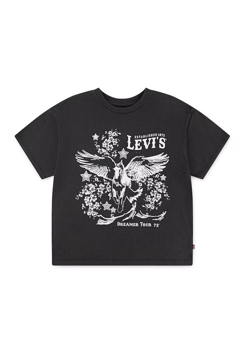 Levi's Tricou cu imprimeu si decolteu la baza gatului - Alb/Negru