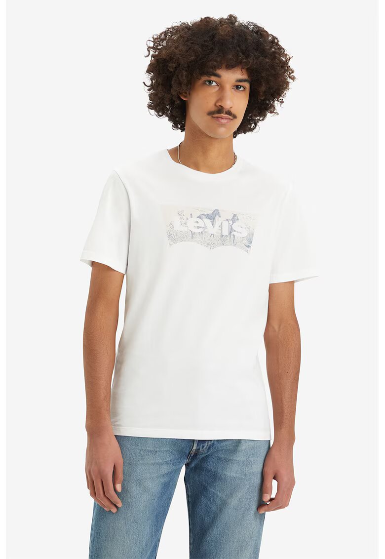 Levi's Tricou de bumbac cu decolteu la baza gatului - Alb murdar