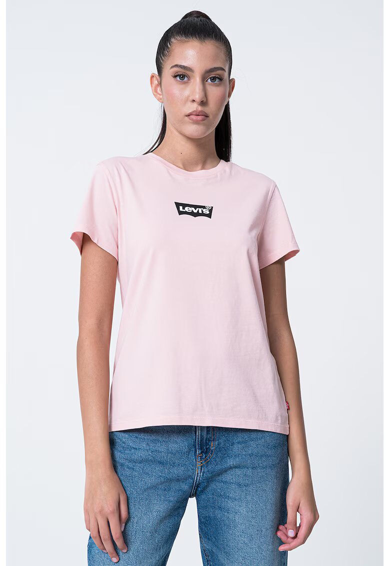 Levi's Tricou de bumbac cu decolteu la baza gatului - Roz deschis/Roz