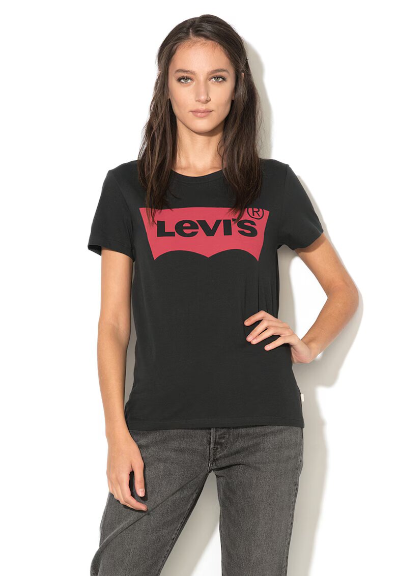 Levi's Tricou de bumbac cu logo - Negru