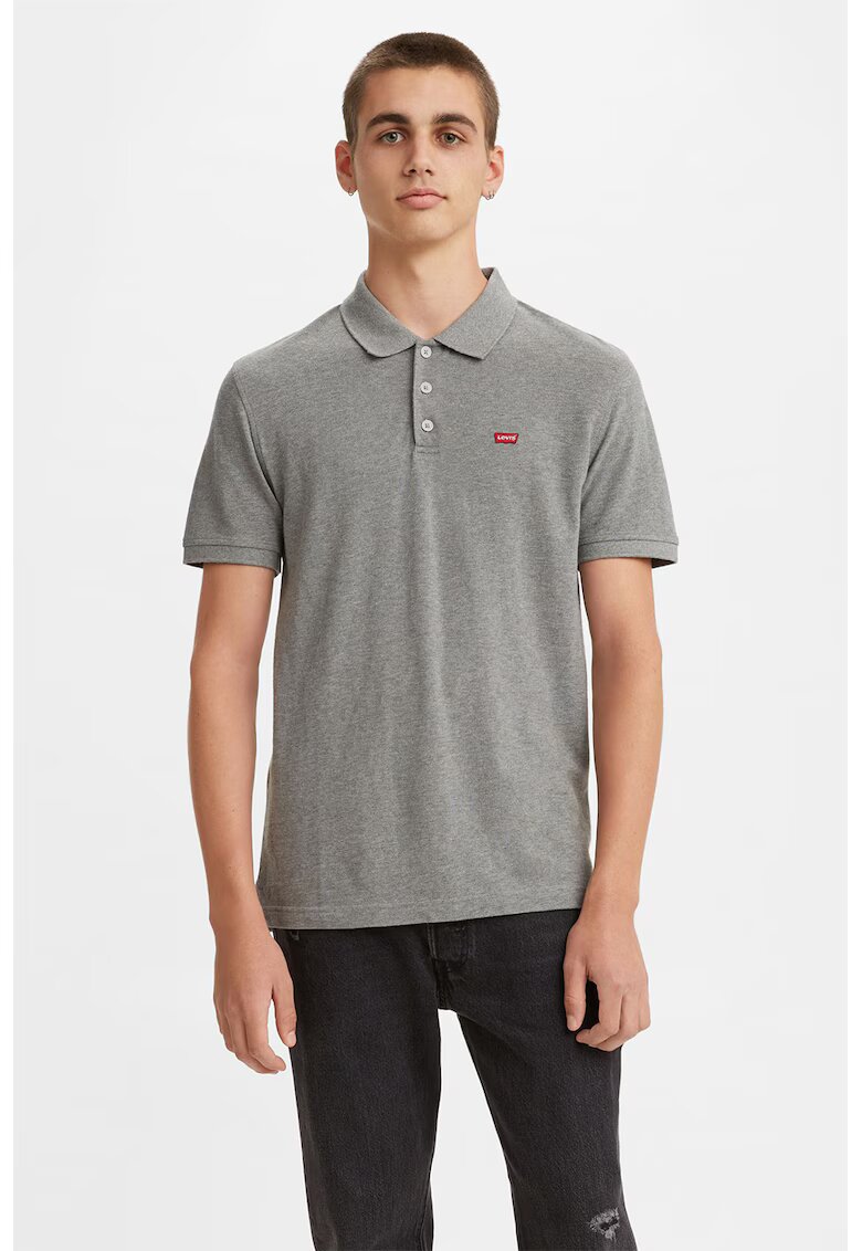 Levi's Tricou polo din bumbac Housemark - Gri deschis melange
