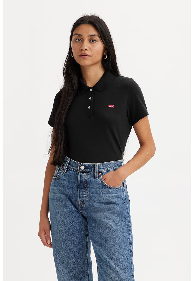 Levi's Tricou polo din material pique cu croiala slim fit - Negru
