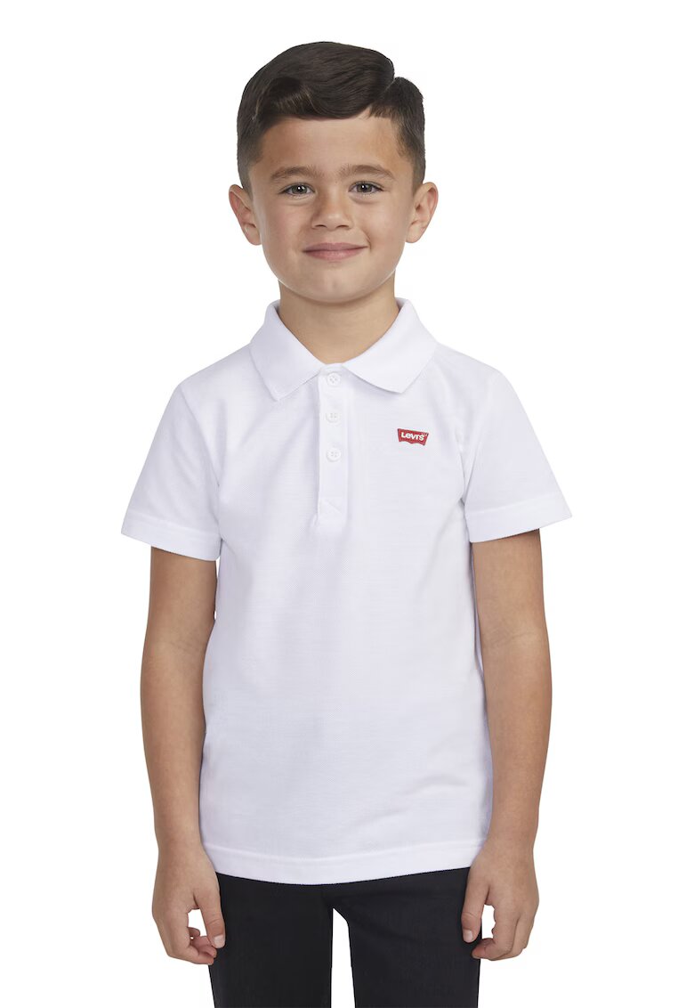 Levi's Tricou polo din material pique cu maneci liliac - Alb