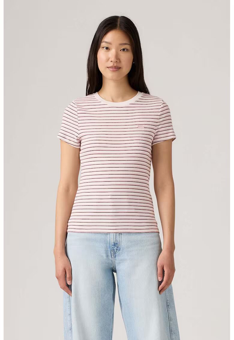 Levi's Tricou slim fit de bumbac Essential - Rosu/Alb murdar/Roz