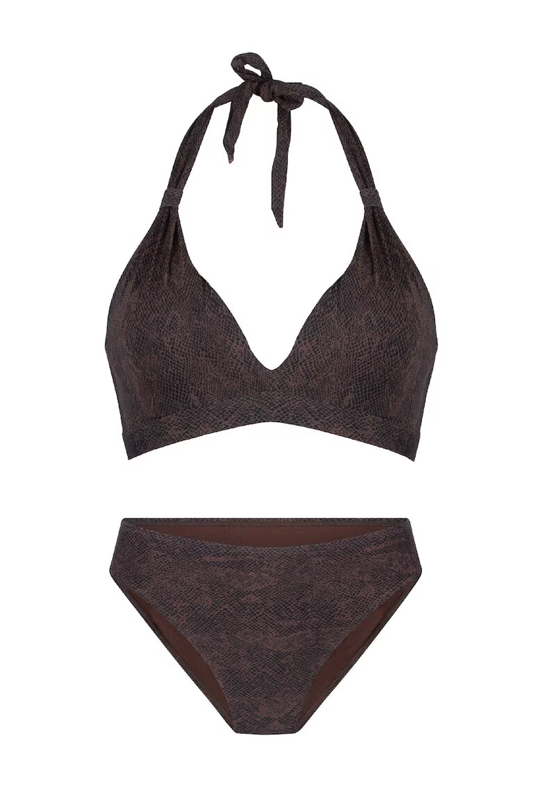 LingaDore Costum de baie cu doua piese si imprimei Snake Scale - Maro