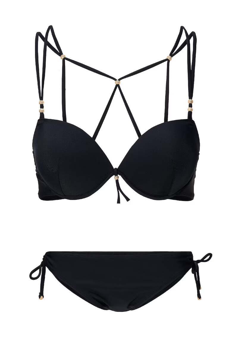 LingaDore Costum de baie in doua piese si prindere laterala - Negru