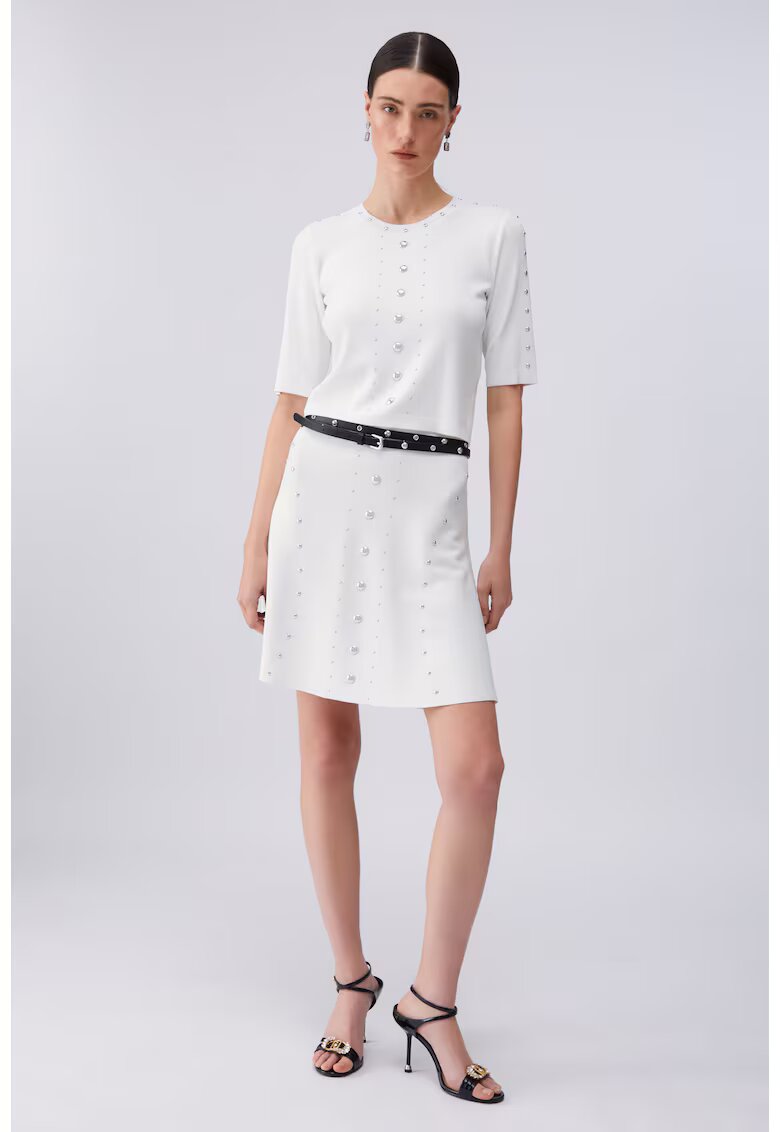 Liu Jo Tricou crop cu aplicatii cu nituri - Alb