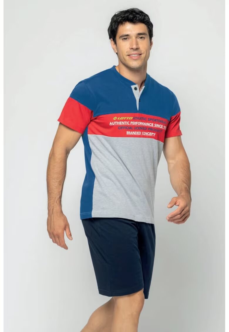 Lotto Pijama coloblock scurta - Albastru inchis