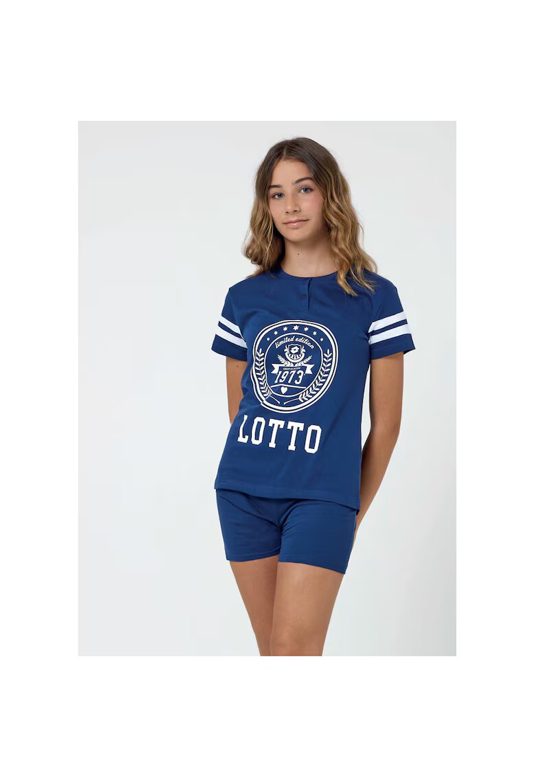 Lotto Pijama scurta cu imprimeu logo supradimensionat - Albastru