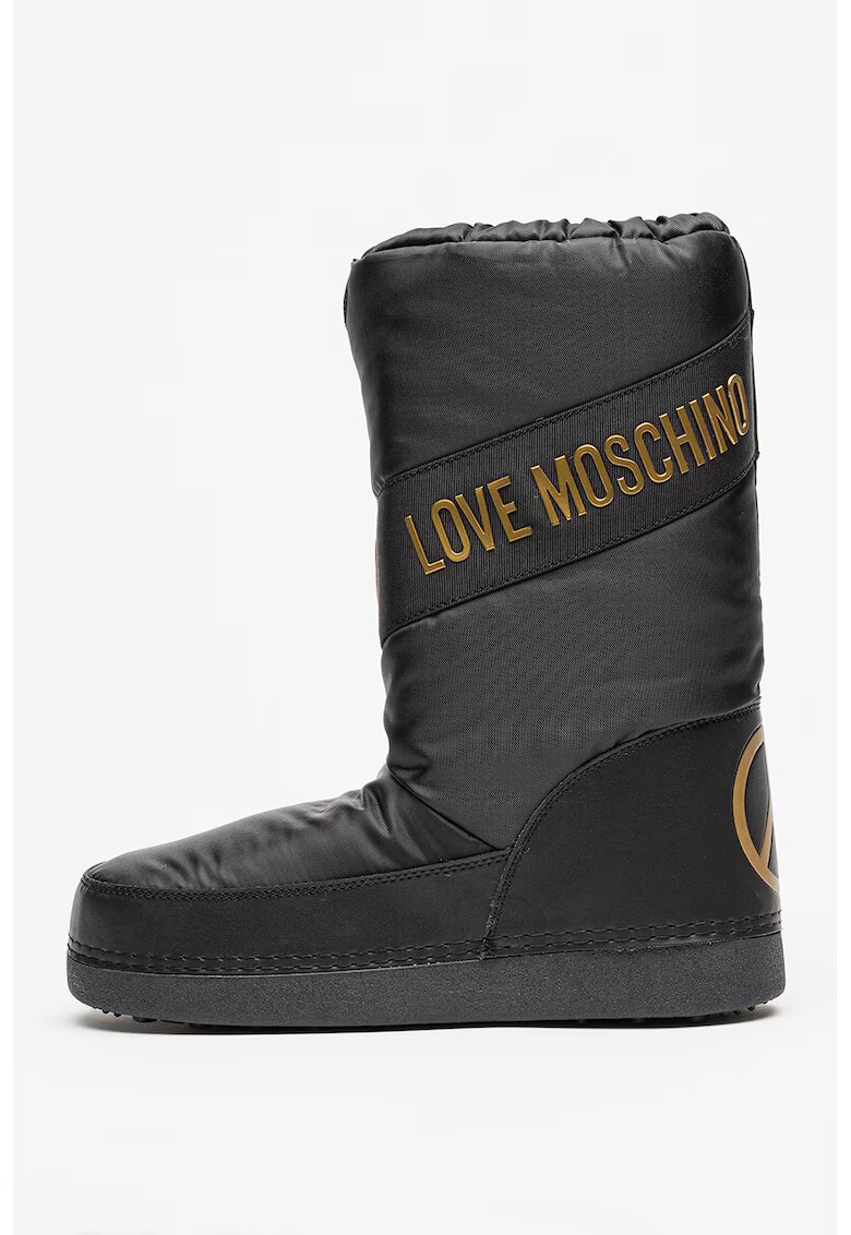 Love Moschino Cizme mid-calf cu imprimeu logo - Rosu/Auriu/Negru