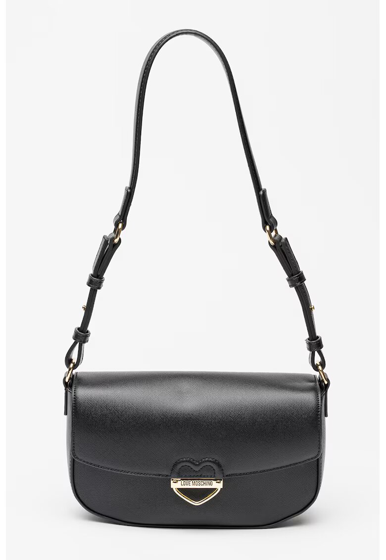 Love Moschino Geanta crossbody din piele ecologica cu clapa - Negru