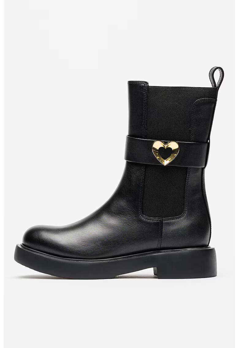Love Moschino Ghete Chelsea de piele - Negru
