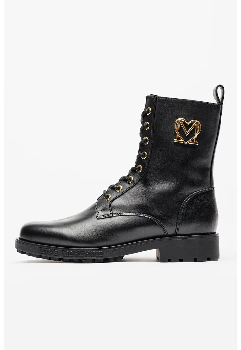 Love Moschino Ghete de piele cu fermoar lateral - Negru