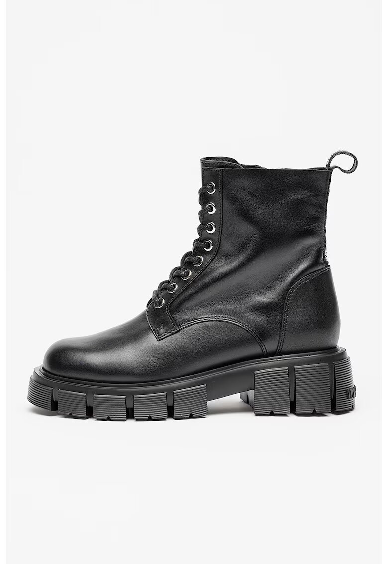 Love Moschino Ghete din piele cu aspect masiv - Negru