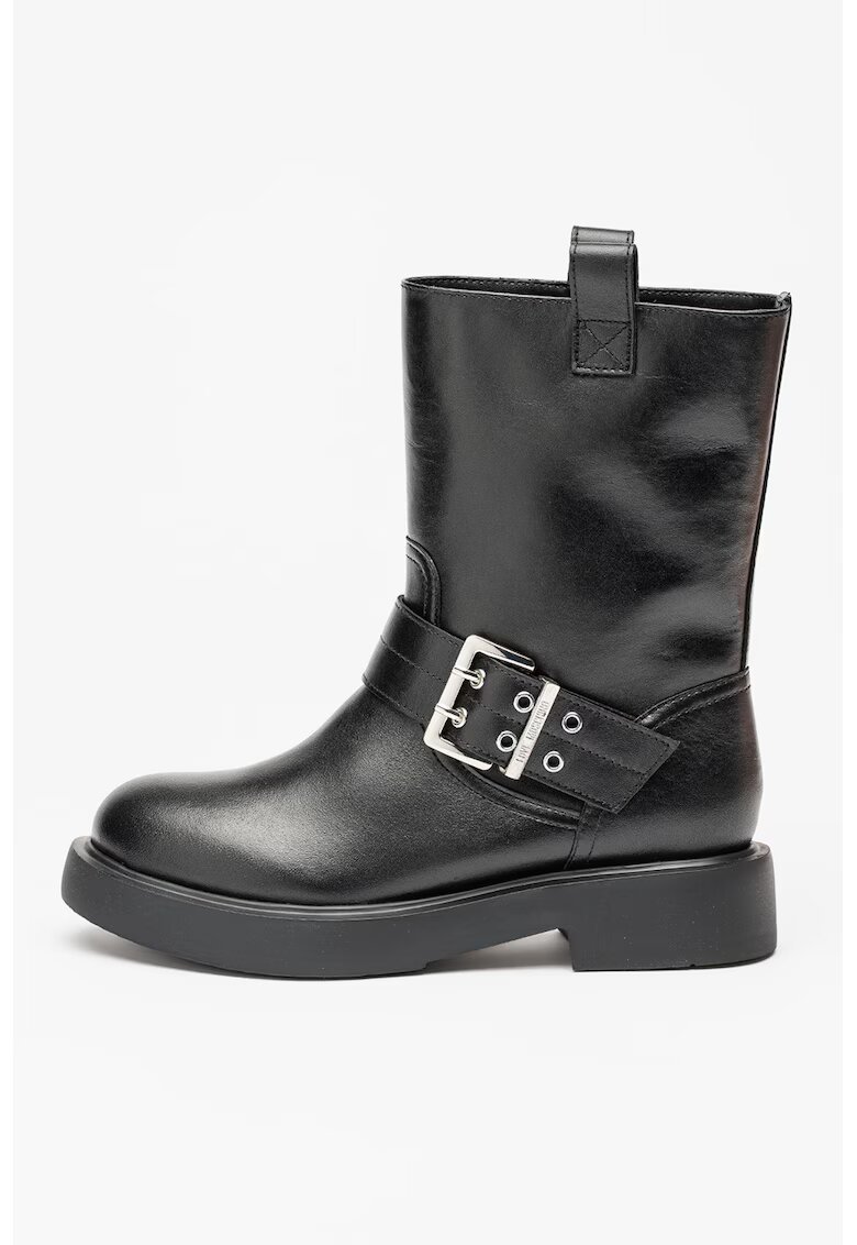 Love Moschino Ghete din piele cu catarama - Negru