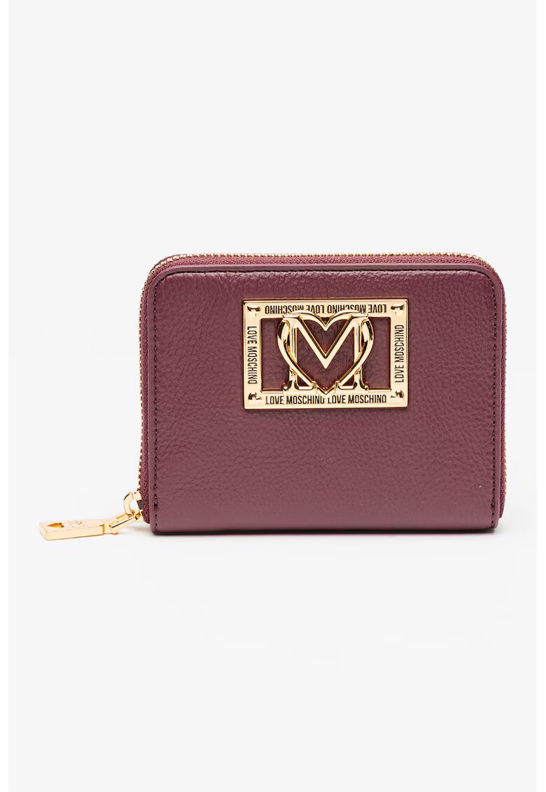 Love Moschino Portofel mic din piele ecologica cu logo metalic si fermoar - Violet