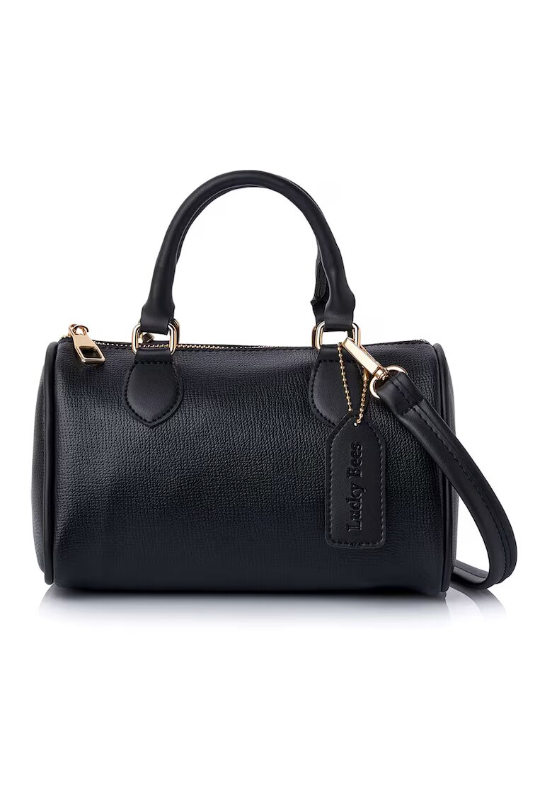 Lucky Bees Geanta duffle din piele ecologica cu bareta detasabila - Negru