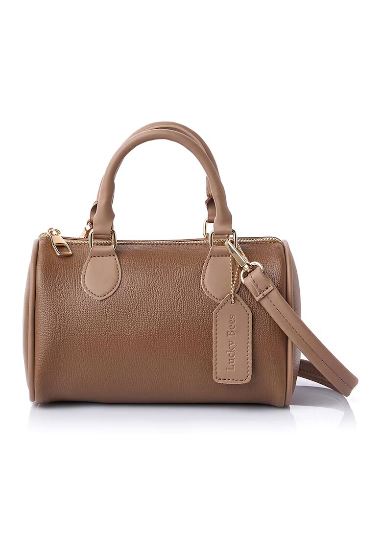 Lucky Bees Geanta duffle mica din piele ecologica - Maro camel